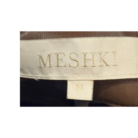 Meshki Faux Vegan Leather Brown Pants Pull-on Medium - Picture 5 of 9